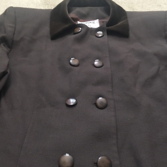 Vintage Kasper for ASL Wool Blazer Jacket Faux Suede Trim VTG Brown Buttons 14 - Picture 5 of 15